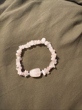 Rose Quartz Beaded Stretch Bracelet - Pink